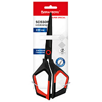 Ножницы BRAUBERG "Super special", 220 мм, черные, 3-сторонняя заточка, тефлоновое покрытие, 238849