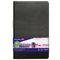 Скетчбук, белая бумага 140 г/м2 130х210 мм, 80 л., КОЖЗАМ, резинка, BRAUBERG ART CLASSIC, черный, 113183 фото Скетчбук, белая бумага 140 г/м2 130х210 мм, 80 л., КОЖЗАМ, резинка, BRAUBERG ART CLASSIC, черный, 113183