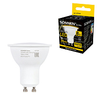 Лампа светодиодная SONNEN EXTRA, 8 (70) Вт, GU10, софит, теплый белый, 30000 ч, LED MR16-GU10-8W-2700, 457924