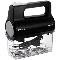 Миксер TIMBERK T-HM40S50, 700 Вт, 5 скоростей, 2 венчика, 2 крюка для теста, контейнер, черный фото Миксер TIMBERK T-HM40S50, 700 Вт, 5 скоростей, 2 венчика, 2 крюка для теста, контейнер, черный