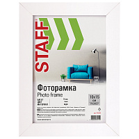Рамка 10х15 см белая STAFF "Grand", багет 18 мм, стекло, МДФ, 391208