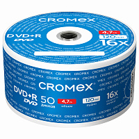Диски DVD+R (плюс) CROMEX, 4,7 Gb, 16x, Bulk (термоусадка без шпиля), КОМПЛЕКТ 50 шт., 513774 фото Диски DVD+R (плюс) CROMEX, 4,7 Gb, 16x, Bulk (термоусадка без шпиля), КОМПЛЕКТ 50 шт., 513774