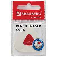 Ластик BRAUBERG "Trios PRO", 36х36х9 мм, белый, треугольный, красный пластиковый держатель, 229559 фото Ластик BRAUBERG "Trios PRO", 36х36х9 мм, белый, треугольный, красный пластиковый держатель, 229559