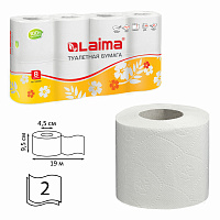 Бумага туалетная бытовая, спайка 8 шт., 2-х слойная, (8х19 м), LAIMA, белая, 126905 фото Бумага туалетная бытовая, спайка 8 шт., 2-х слойная, (8х19 м), LAIMA, белая, 126905