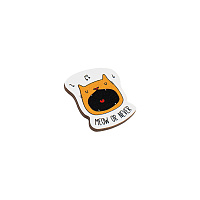 Значок деревянный MESHU "Meow", прямая УФ-печать, 2,9*3,4см фото Значок деревянный MESHU "Meow", прямая УФ-печать, 2,9*3,4см