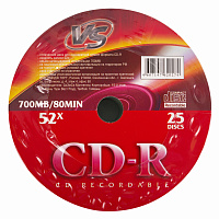 Диски CD-R VS, 700 Мб, 52x, Bulk (термоусадка без шпиля), КОМПЛЕКТ 25 шт., VSCDRSH2501 фото Диски CD-R VS, 700 Мб, 52x, Bulk (термоусадка без шпиля), КОМПЛЕКТ 25 шт., VSCDRSH2501