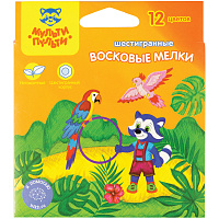 Мелки восковые Мульти-Пульти "Енот в Новой Гвинее", 12цв., шестигранные, картон, европодвес фото Мелки восковые Мульти-Пульти "Енот в Новой Гвинее", 12цв., шестигранные, картон, европодвес