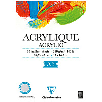Альбом для акрила, 10л., А3, на склейке Clairefontaine "Acrylic", 360г/м2 фото Альбом для акрила, 10л., А3, на склейке Clairefontaine "Acrylic", 360г/м2