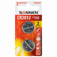 Батарейки литиевые SONNEN Lithium CR2032, "таблетки, дисковые, кнопочные", КОМПЛЕКТ 2 шт., блистер, 457141 фото Батарейки литиевые SONNEN Lithium CR2032, "таблетки, дисковые, кнопочные", КОМПЛЕКТ 2 шт., блистер, 457141