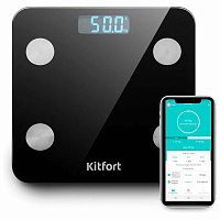 Весы напольные диагностические KITFORT КТ-805, электронные, вес до 180 кг, квадрат, стекло, черные фото Весы напольные диагностические KITFORT КТ-805, электронные, вес до 180 кг, квадрат, стекло, черные