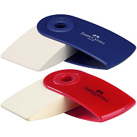 Ластик Faber-Castell "Sleeve Mini", прямоугольный, 54*25*13мм, красный/синий, выдвижной, пластиковый футляр фото Ластик Faber-Castell "Sleeve Mini", прямоугольный, 54*25*13мм, красный/синий, выдвижной, пластиковый футляр