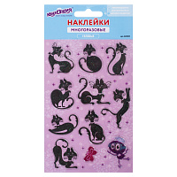 Наклейки гелевые "Кошки", многоразовые, с блестками, 10х15 см, ЮНЛАНДИЯ, 661823 фото Наклейки гелевые "Кошки", многоразовые, с блестками, 10х15 см, ЮНЛАНДИЯ, 661823