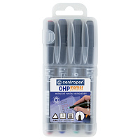 Маркеры перманентные для любой гладкой поверхности, НАБОР 4 шт., 4 ЦВЕТА, CENTROPEN "OHP", 0,6 мм, 2636/4, 626360401