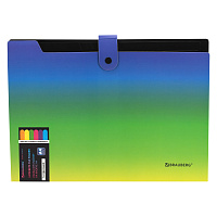 Папка-органайзер на кнопке 5 отделений, BRAUBERG GRADE, A4, зелено-голубой градиент, 274092