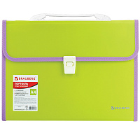 Папка-портфель пластиковая BRAUBERG "JOY", А4 (330х245х35 мм), 13 отделений, с окантовкой, салатовая, 227974 фото Папка-портфель пластиковая BRAUBERG "JOY", А4 (330х245х35 мм), 13 отделений, с окантовкой, салатовая, 227974