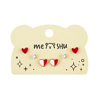 Серьги MESHU, бижутерия, красные, 3 пары, европодвес фото Серьги MESHU, бижутерия, красные, 3 пары, европодвес