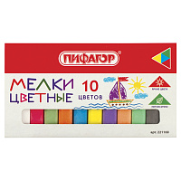 Мел цветной квадратный 10 штук, ПИФАГОР, картонная упаковка, 221168 фото Мел цветной квадратный 10 штук, ПИФАГОР, картонная упаковка, 221168