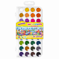 Краски акварельные ЮНЛАНДИЯ "ДОМИКИ", 36 цветов, круглые кюветы 23 мм, пенал, 192633