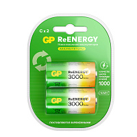 Батарейки аккумуляторные GP ReEnergy Ni-Mh КОМПЛЕКТ 2 шт., С (HR14), 3000 mAh, 300CHCRGY-2CRCB2 фото Батарейки аккумуляторные GP ReEnergy Ni-Mh КОМПЛЕКТ 2 шт., С (HR14), 3000 mAh, 300CHCRGY-2CRCB2