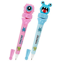 Ручка-спиннер с топпером шариковая FUNSTER "MONSTERS", СИНЯЯ, ассорти, пишущий узел 0,7 мм, линия письма 0,35 мм, 144381