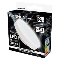 Лампа светодиодная SONNEN EXTRA, 8 (70) Вт, GX53, таблетка, нейтральный белый, 30000 ч, LED 8W-4000-GX53, 457929