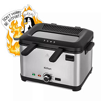 Фритюрница KITFORT KT-6240, 2000 Вт, объем 4,8 л, регулировка 130-190 °С, 3 корзинки, черная/серебристая, КТ-6240