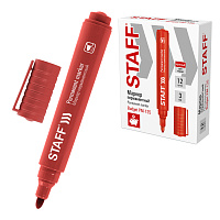 Маркер перманентный STAFF "Basic Budget PM-125", КРАСНЫЙ, круглый наконечник 3 мм, 152176