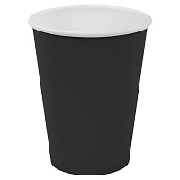 Стакан одноразовый бумажный 350/410 мл, D 90 мм, черный, КОМПЛЕКТ 1000 шт., холодное/горячее, WELDAY (ВЭЛДЭЙ), 702692