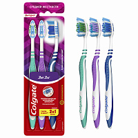 Зубная щетка НАБОР (2+1) COLGATE "Зиг заг", средней жесткости, FVN59964 фото Зубная щетка НАБОР (2+1) COLGATE "Зиг заг", средней жесткости, FVN59964
