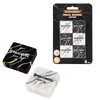 Ластики BRAUBERG "MARBLE", НАБОР 6 штук, 34х34х11 мм, квадратные, экологичный ПВХ, блистер, 272735 фото Ластики BRAUBERG "MARBLE", НАБОР 6 штук, 34х34х11 мм, квадратные, экологичный ПВХ, блистер, 272735