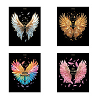 Тетрадь А5 48 л., HATBER, скоба, клетка, матовая ламинация, 3D-фольга, Крылья ангела (микс), 091164, 48Т5лофВ1