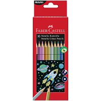 Карандаши цветные Faber-Castell, 10цв., металлик, заточен., картон. упаковка фото Карандаши цветные Faber-Castell, 10цв., металлик, заточен., картон. упаковка