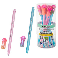 Ручка с акриловым топпером шариковая FUNSTER "KITTY PAW", СИНЯЯ, ассорти, пишущий узел 0,7 мм, линия письма 0,35 мм, 144374