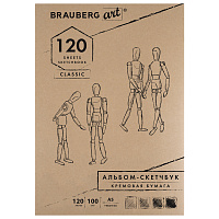 Скетчбук, слоновая кость 100 г/м2, 148х210 мм, 120 л., прошивка, BRAUBERG ART CLASSIC, 128961 фото Скетчбук, слоновая кость 100 г/м2, 148х210 мм, 120 л., прошивка, BRAUBERG ART CLASSIC, 128961