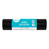 Мешки для мусора 160л Vega ПВД, 80*106см, 20мкм, 10шт., черные, в рулоне фото Мешки для мусора 160л Vega ПВД, 80*106см, 20мкм, 10шт., черные, в рулоне
