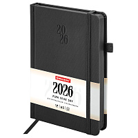 Ежедневник датированный 2026, А5, 138х213 мм, BRAUBERG "Plain", под кожу, резинка, держатель для ручки, черный, 117505 фото Ежедневник датированный 2026, А5, 138х213 мм, BRAUBERG "Plain", под кожу, резинка, держатель для ручки, черный, 117505