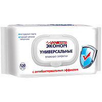 Салфетки влажные Эконом Smart, 120шт., антибактериальные фото Салфетки влажные Эконом Smart, 120шт., антибактериальные