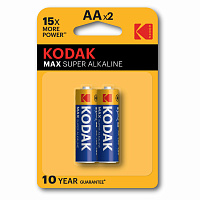 Батарейки алкалиновые "пальчиковые" КОМПЛЕКТ 2 шт., KODAK Max Super Alkaline, АА (LR6, 24А), блистер, Б0005131 фото Батарейки алкалиновые "пальчиковые" КОМПЛЕКТ 2 шт., KODAK Max Super Alkaline, АА (LR6, 24А), блистер, Б0005131