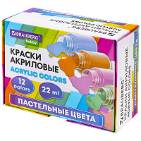 Краски акриловые художественные 12 ПАСТЕЛЬНЫХ цветов в банках по 22 мл, BRAUBERG HOBBY, 192411 фото Краски акриловые художественные 12 ПАСТЕЛЬНЫХ цветов в банках по 22 мл, BRAUBERG HOBBY, 192411