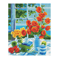 Алмазная мозаика ТРИ СОВЫ "Натюрморт с маками", 40*50см, холст, картонная коробка с пластиковой ручкой фото Алмазная мозаика ТРИ СОВЫ "Натюрморт с маками", 40*50см, холст, картонная коробка с пластиковой ручкой