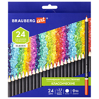 Карандаши художественные цветные BRAUBERG ART CLASSIC, 24 цвета, МЯГКИЙ грифель 3,3 мм, 181537 фото Карандаши художественные цветные BRAUBERG ART CLASSIC, 24 цвета, МЯГКИЙ грифель 3,3 мм, 181537