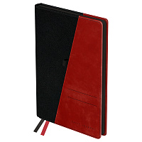 Ежедневник недатированный, А5, 136л., твердый переплет, кожзам, BG "Tandem. Black-red", черный/красный, цветной срез, карман фото Ежедневник недатированный, А5, 136л., твердый переплет, кожзам, BG "Tandem. Black-red", черный/красный, цветной срез, карман