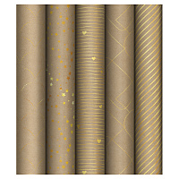 Упаковочная бумага крафт 70*100см, MESHU "Golden Pattern", 80г/м2, отд. фольгой, ассорти 5 дизайнов фото Упаковочная бумага крафт 70*100см, MESHU "Golden Pattern", 80г/м2, отд. фольгой, ассорти 5 дизайнов