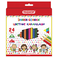 Карандаши цветные ПИФАГОР "ЭНИКИ-БЕНИКИ", 24 цвета, шестигранные, натуральное дерево, 181348 фото Карандаши цветные ПИФАГОР "ЭНИКИ-БЕНИКИ", 24 цвета, шестигранные, натуральное дерево, 181348