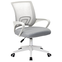 Кресло CROMEX (КРОМЕКС) "Top CH-695W", с подлокотниками, пластик белый, сетка/ткань TW, серое, 533067
