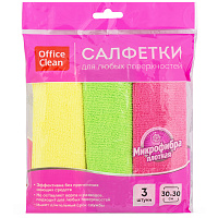 Салфетки для уборки OfficeClean "Стандарт", набор 3шт., универ., плотная микрофибра, 30*30см, ассорти фото Салфетки для уборки OfficeClean "Стандарт", набор 3шт., универ., плотная микрофибра, 30*30см, ассорти
