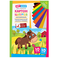 Картон цветной А4, ArtSpace, 10л., 10цв., немелованный, золото, серебро, в папке, "Волшебный. Лошадка фото Картон цветной А4, ArtSpace, 10л., 10цв., немелованный, золото, серебро, в папке, "Волшебный. Лошадка