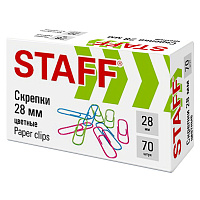 Скрепки STAFF 28 мм, цветные, 70 штук, 271708 фото Скрепки STAFF 28 мм, цветные, 70 штук, 271708