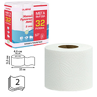 Бумага туалетная 2-х слойная, Mega Pack (32 рулона по 15 метров), LAIMA LUXE, 100% целлюлоза, 115398, 5087443 фото Бумага туалетная 2-х слойная, Mega Pack (32 рулона по 15 метров), LAIMA LUXE, 100% целлюлоза, 115398, 5087443