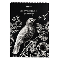 Скетчбук 20л., А4 ArtSpace "Black line. Bird", на гребне, черный блок, 120г/м2 фото Скетчбук 20л., А4 ArtSpace "Black line. Bird", на гребне, черный блок, 120г/м2